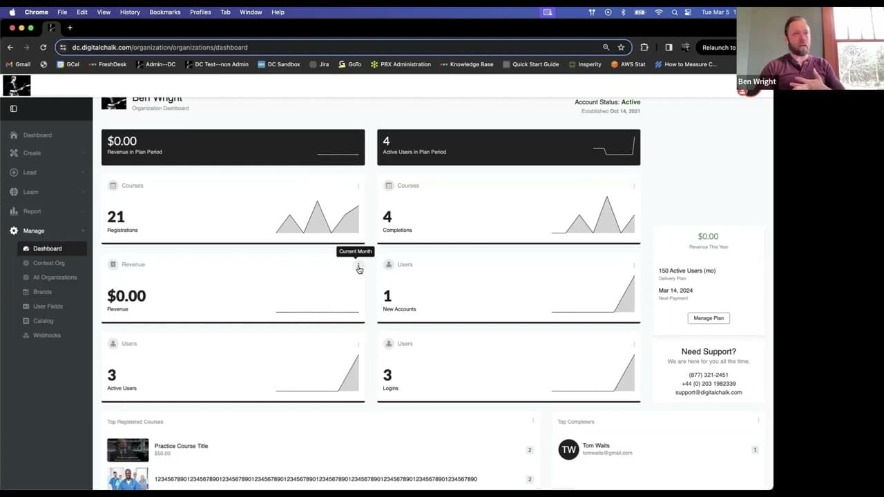 DigitalChalk: Redesigned Admin Dashboard in DigitalChalk