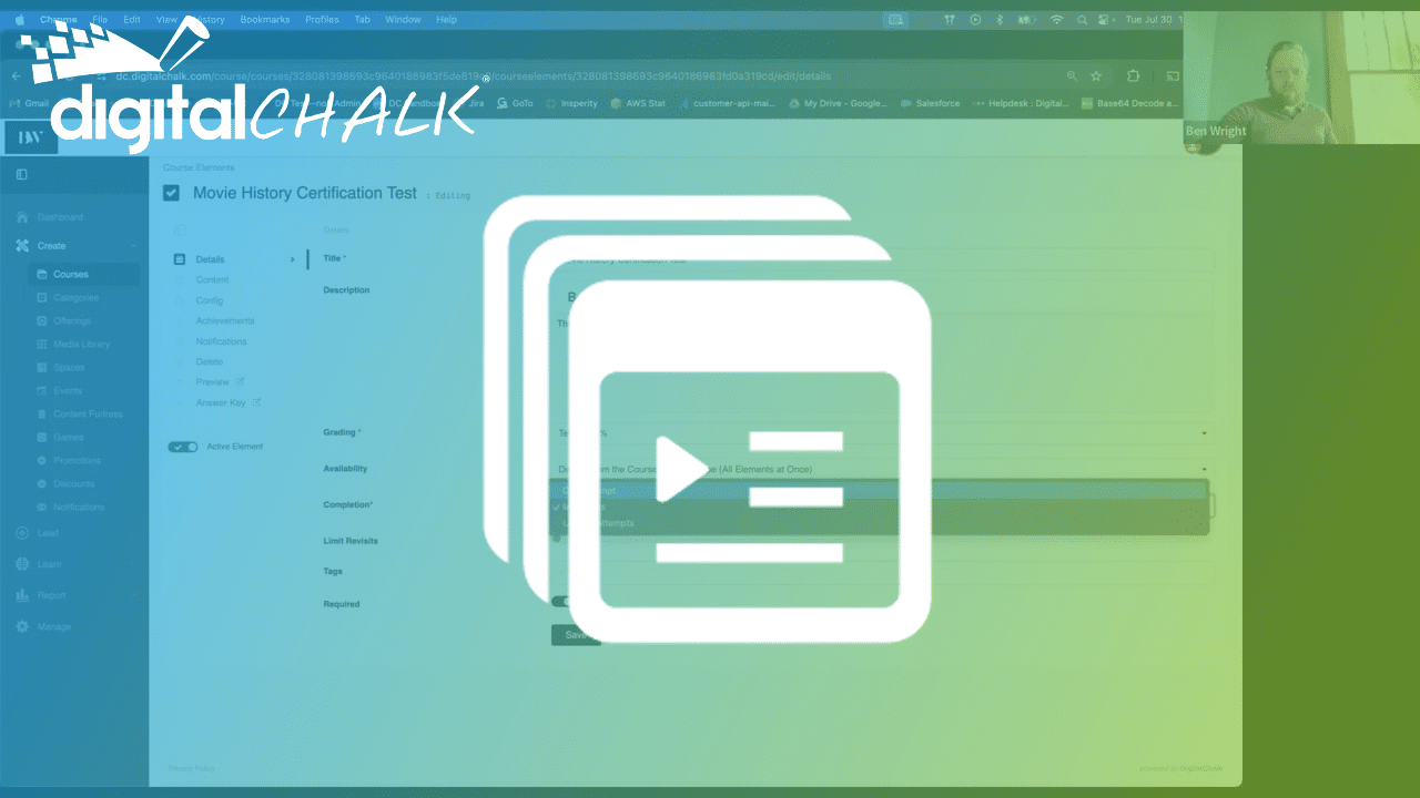 DigitalChalk: Test Functionality & Settings